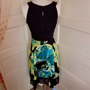 Dressbarn Collection Floral Handkerchief Hem Dress Size 8